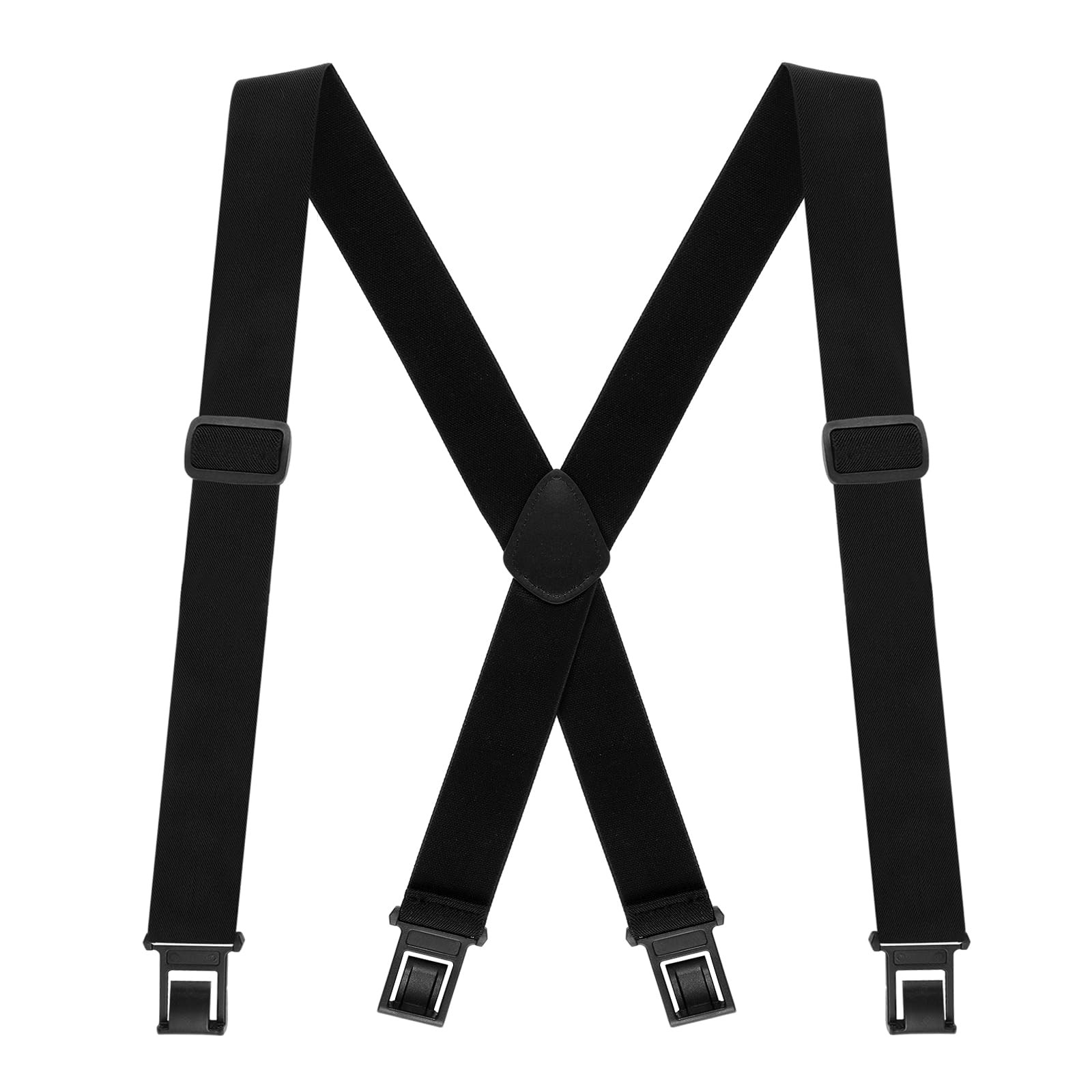 Yearntown 1.5 Inch Wide Men’s Belt Clip Suspenders x Back One Size, Black