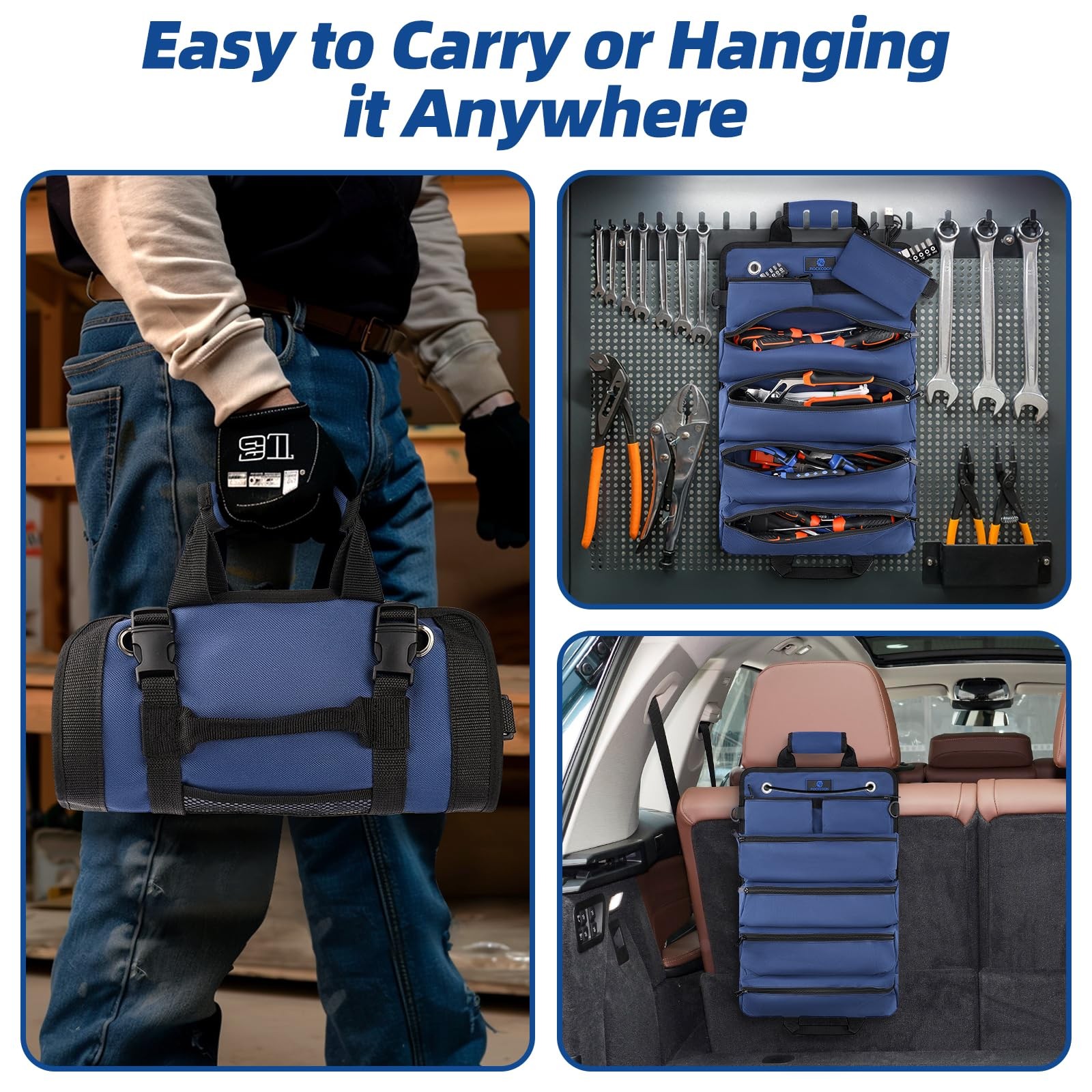 Tool Roll Bag, Heavy Duty Tool Organizer Roll Up, Portable Tool Storage Bag