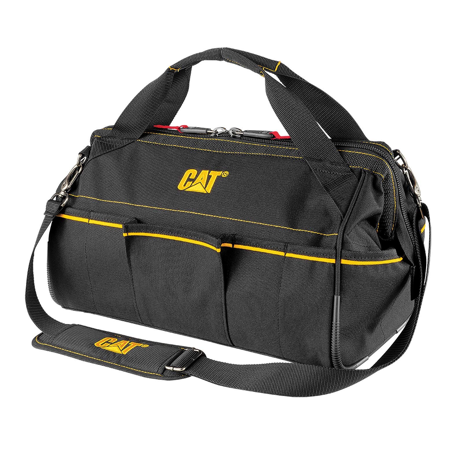 CAT 16-Inch Pro Wide Mouth Tool Bag, 14 Pockets for Tool Storage and Organiza…