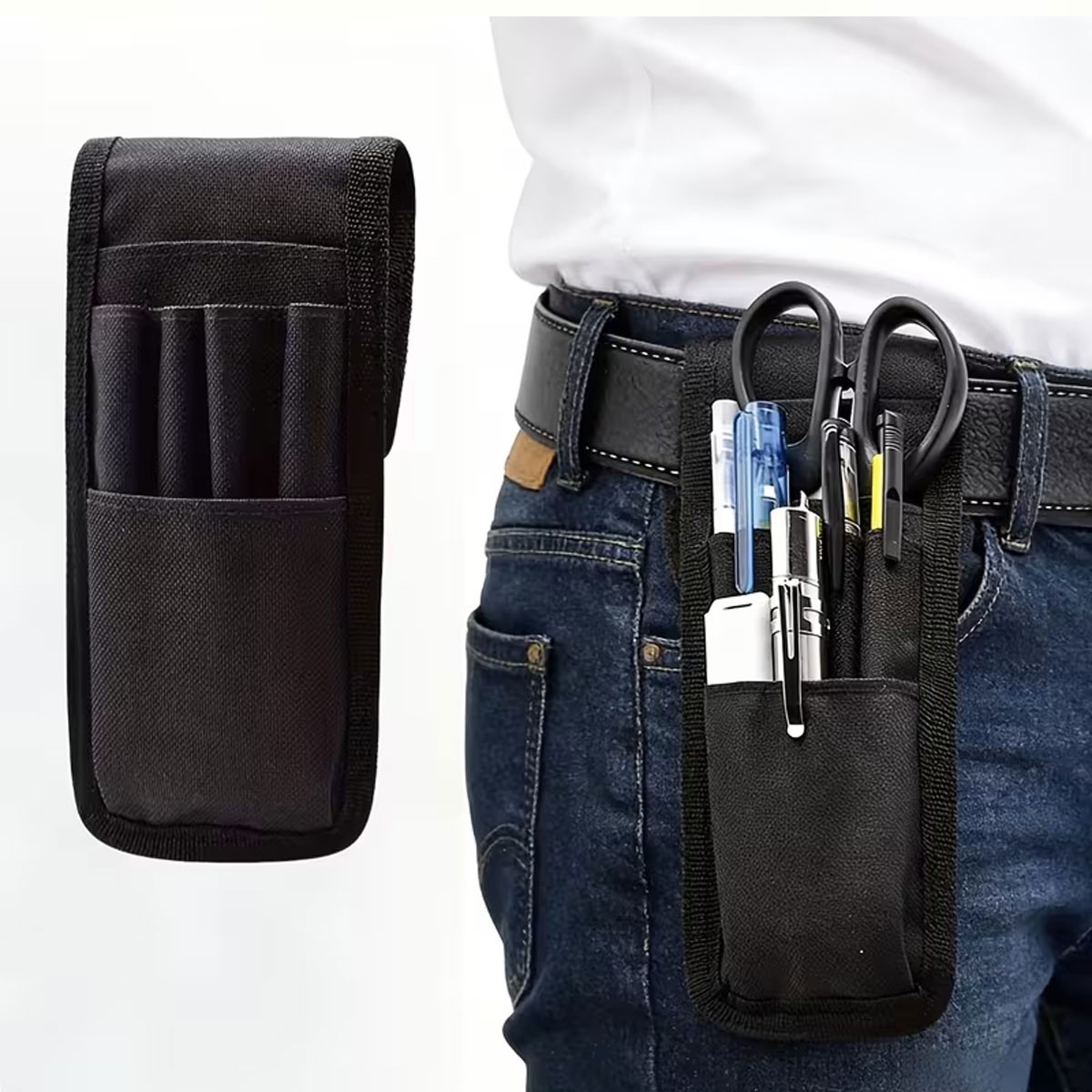 2 Pcs Multifunctional Pouch Tool Bag Belt Pen Holder Small Pencil Pratical Bag