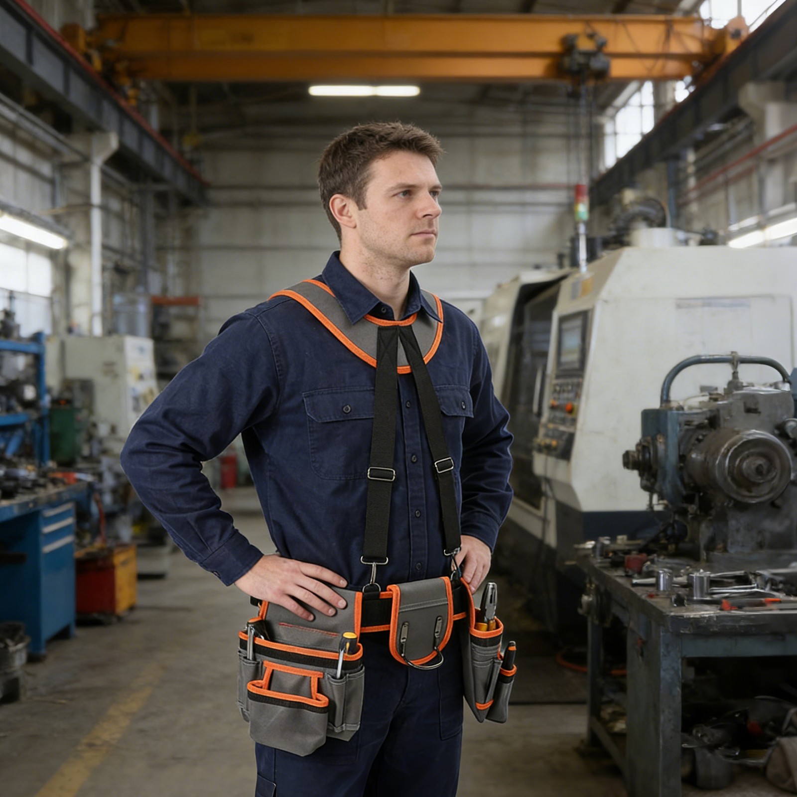 Tool Belt Tool Bag Waist-Mount Multifunctional Electrician Tool Bag w/Suspenders