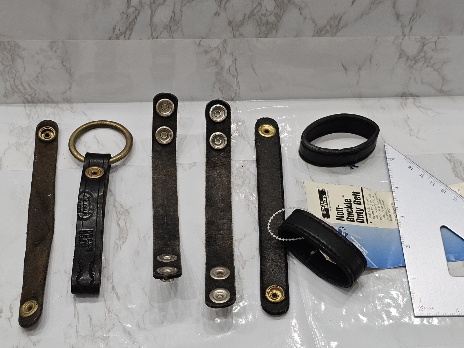 Vintage Tool Holster Leather Button Holster Pattern Key Brass Ring Duty Belt Lot