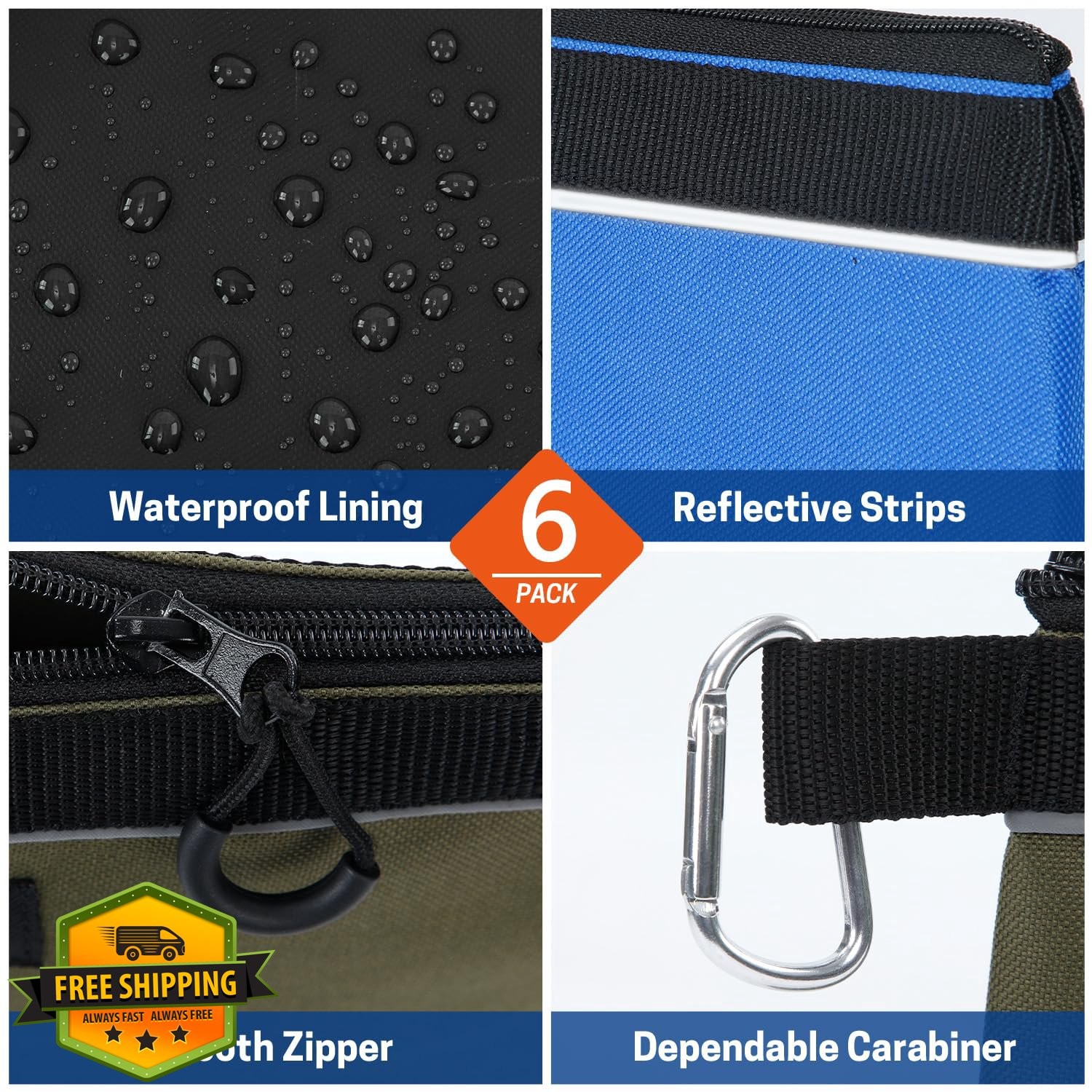 WISEPRO Tool Pouches 6 PCS Medium Khaki Gray Orange Blue Black Army Green