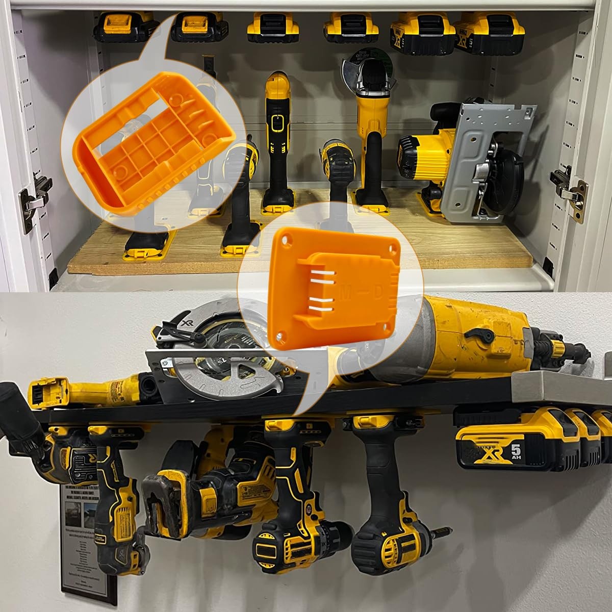 6pcs Tool Holders and 6pcs Battery Holders for Dewalt 20V/60V & Milwaukee M18…