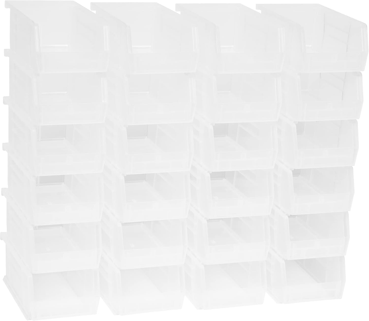 Plastic Storage Bins Clear 7″ x 4″ x 3″ Space-Saving Stackable 24-Pack