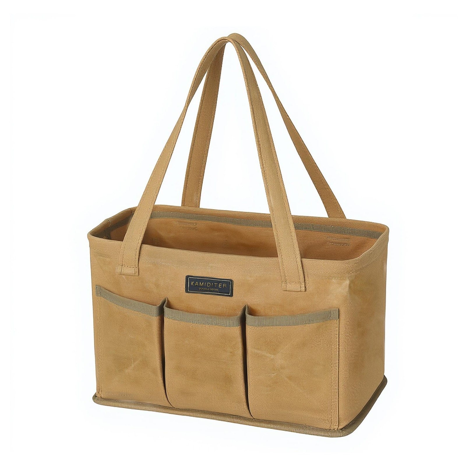 Durable 16OZ Waxed Canvas Tool Bag with Metal Frame, 13.5 Inch Large Collapsi…