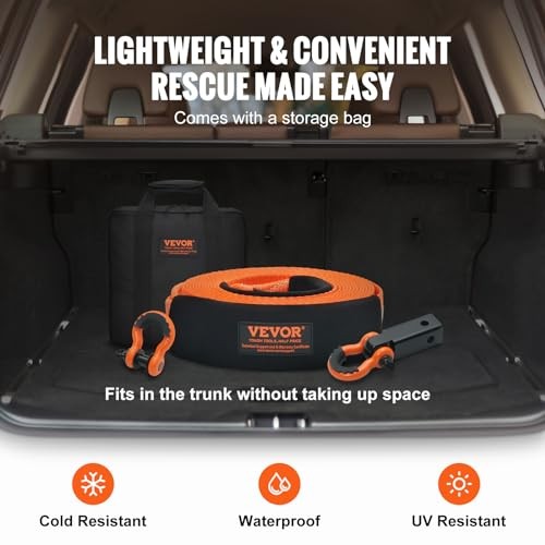 Polyester Heavy Duty Tow Strap Recovery Kit 3″ x 30 ft (MBS-36,000 lbs) Winch