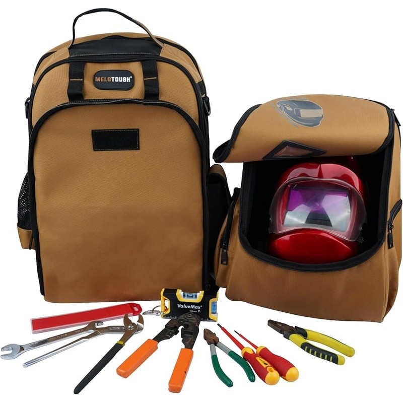 Military Grade Welding Backpack Tool Storage Detachable Helmet Bag Laptop Pouch