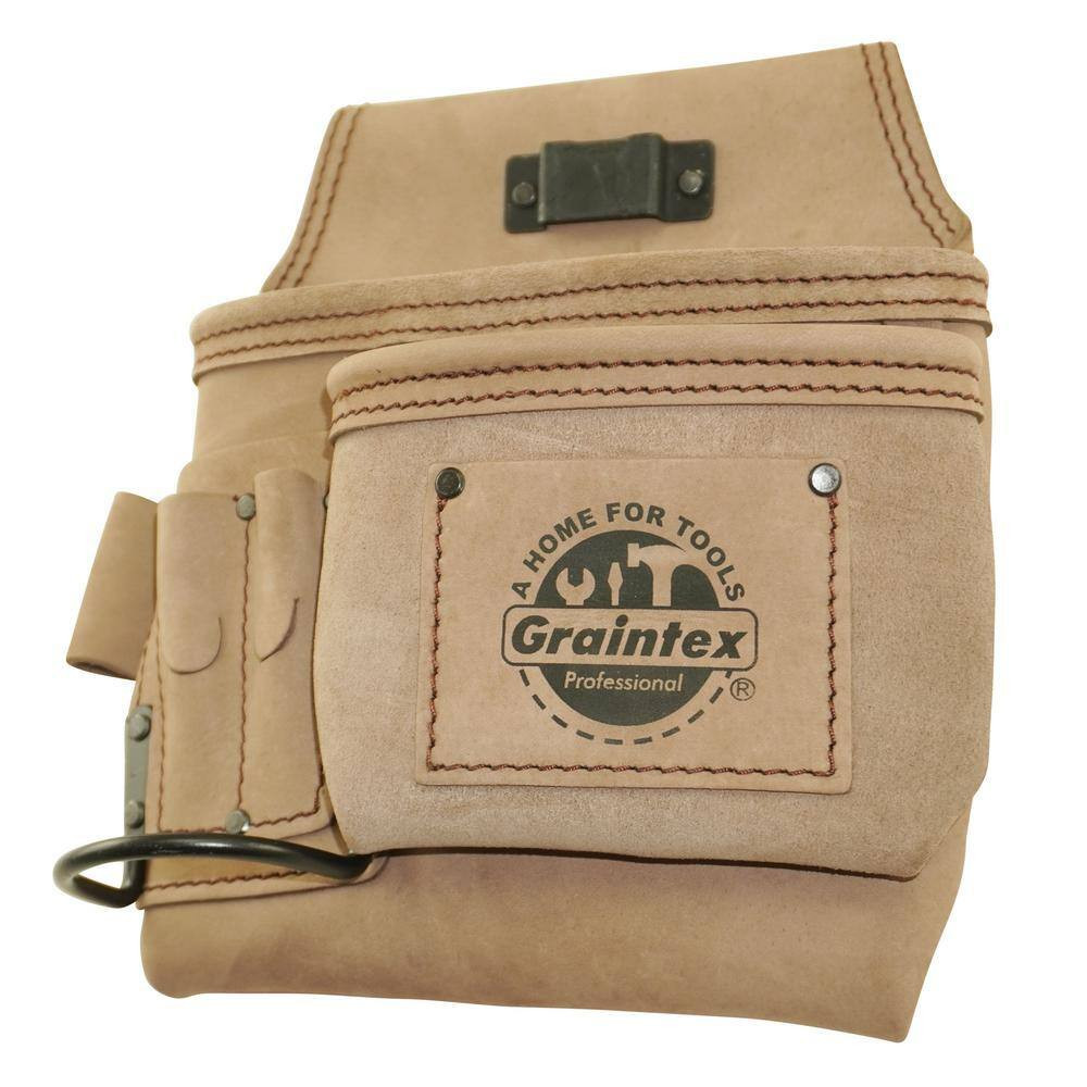5-Pocket Right Handed Beige Top Grain Leather Tool Pouch