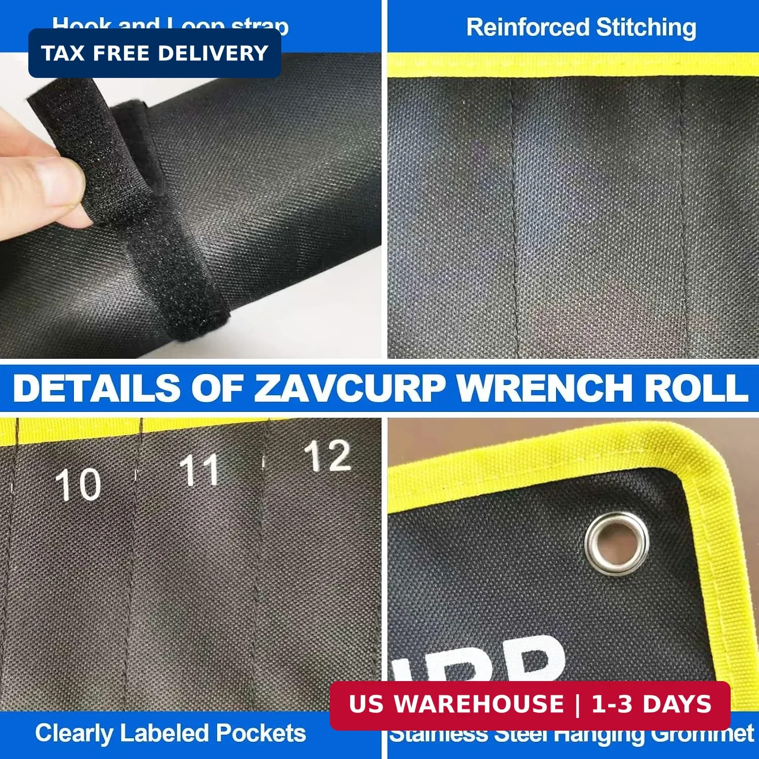 Wrench Roll Up Pouch Wrench Organizer Bag Wrench Tool Holder 18 Pockets