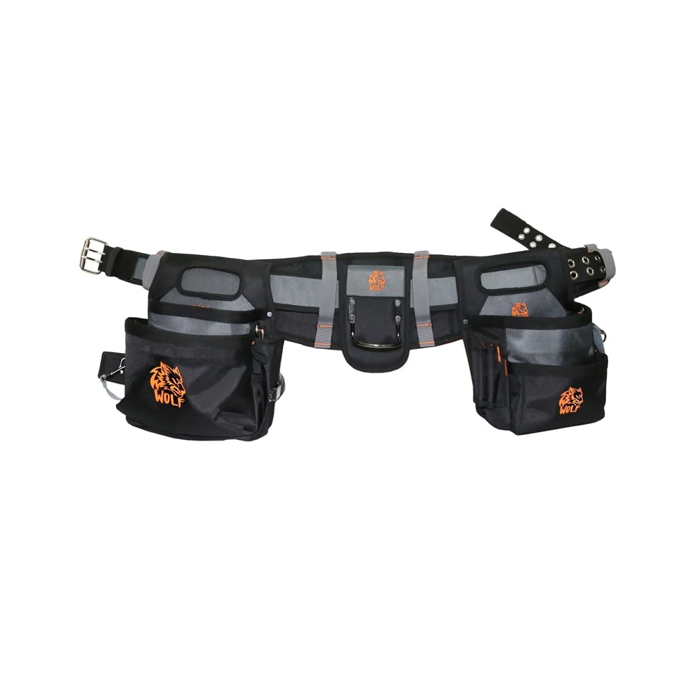 WOLF WTB300 Heavy-Duty Tool Belt with Pouch for Contractors & Electricians
