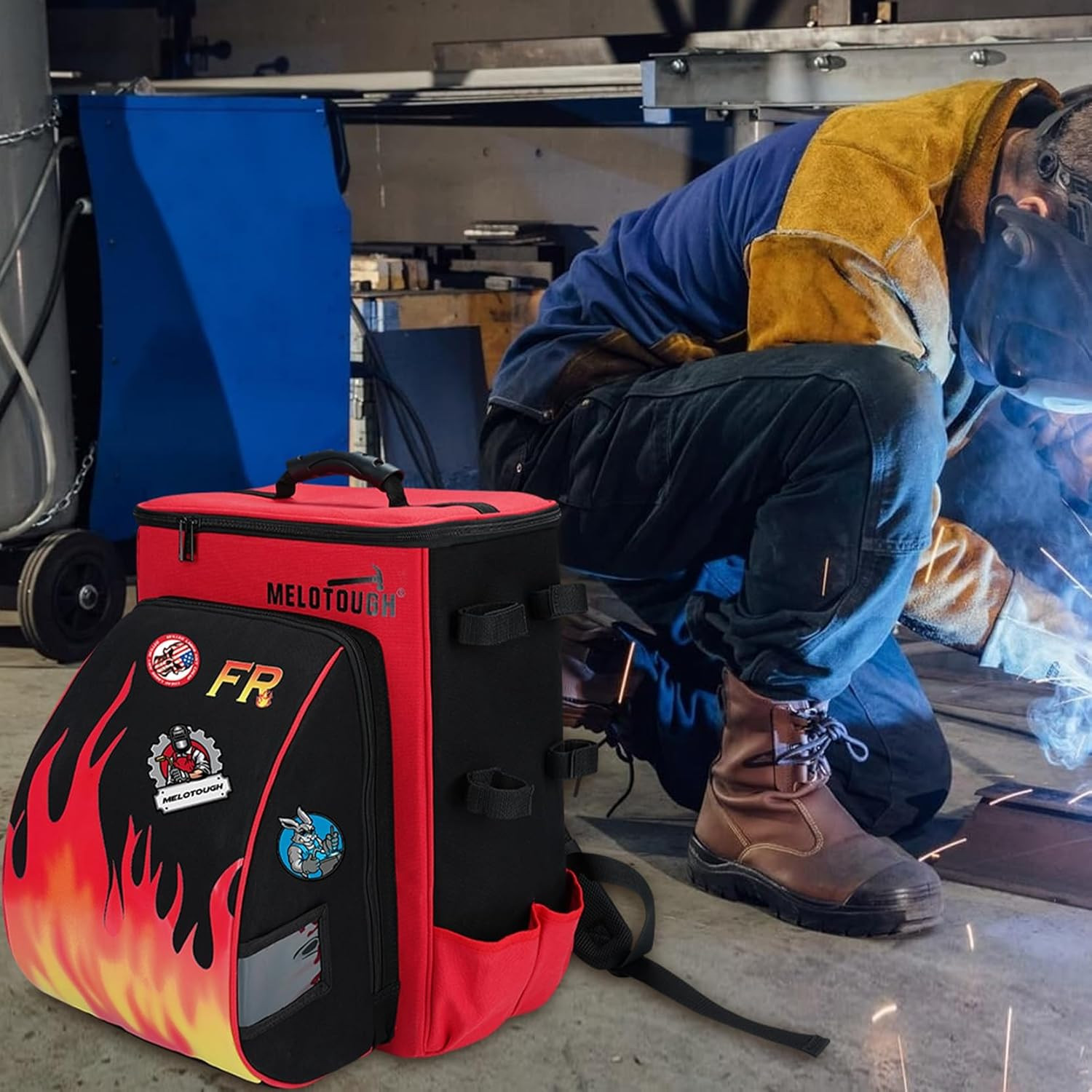 Fire-Resistant Welding Backpack 32.56L – Large Tool & Helmet Storage