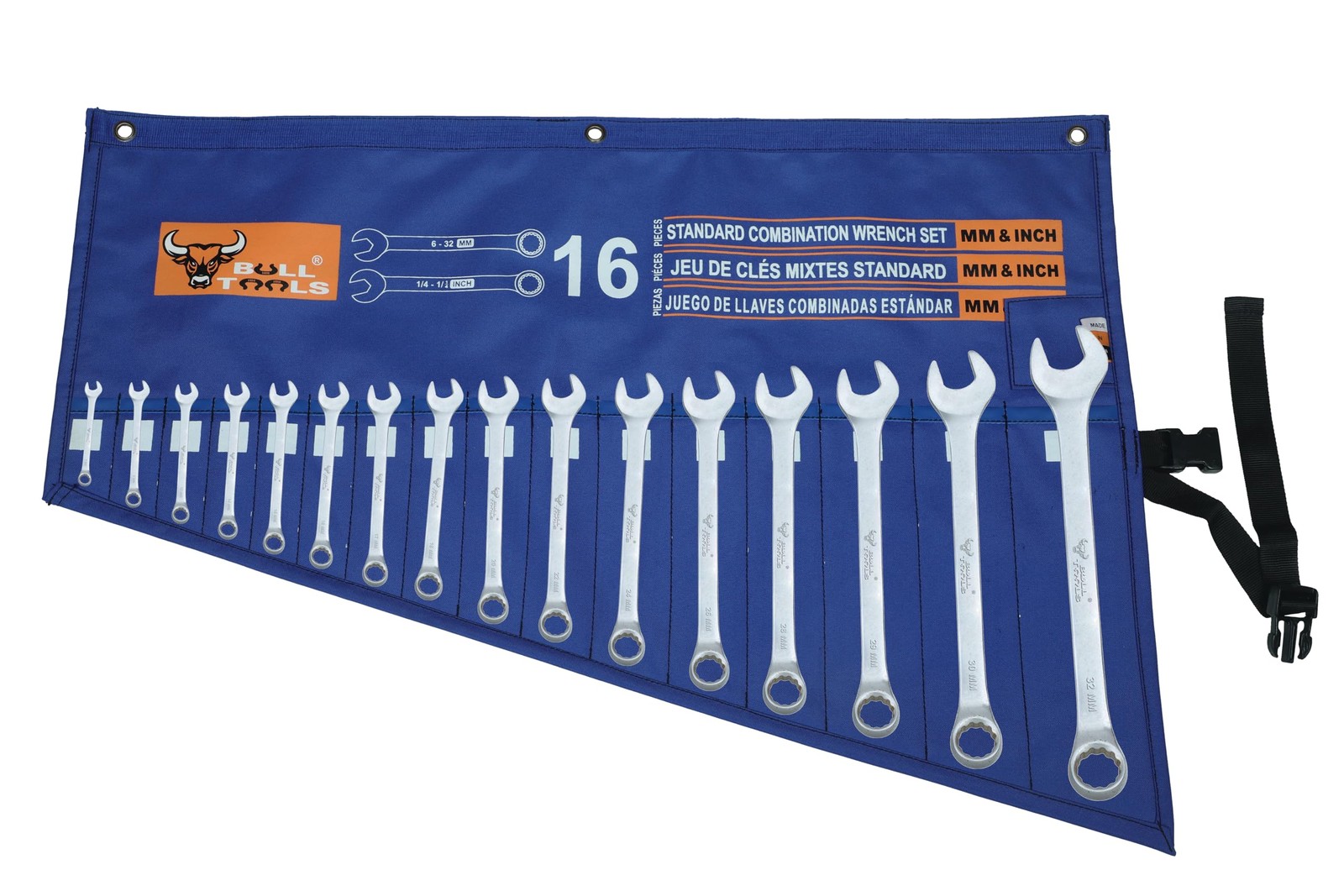 Wrench Set Tool Organizer W 16 Pockets for Tool Set, Metric & SAE Durable Hea…