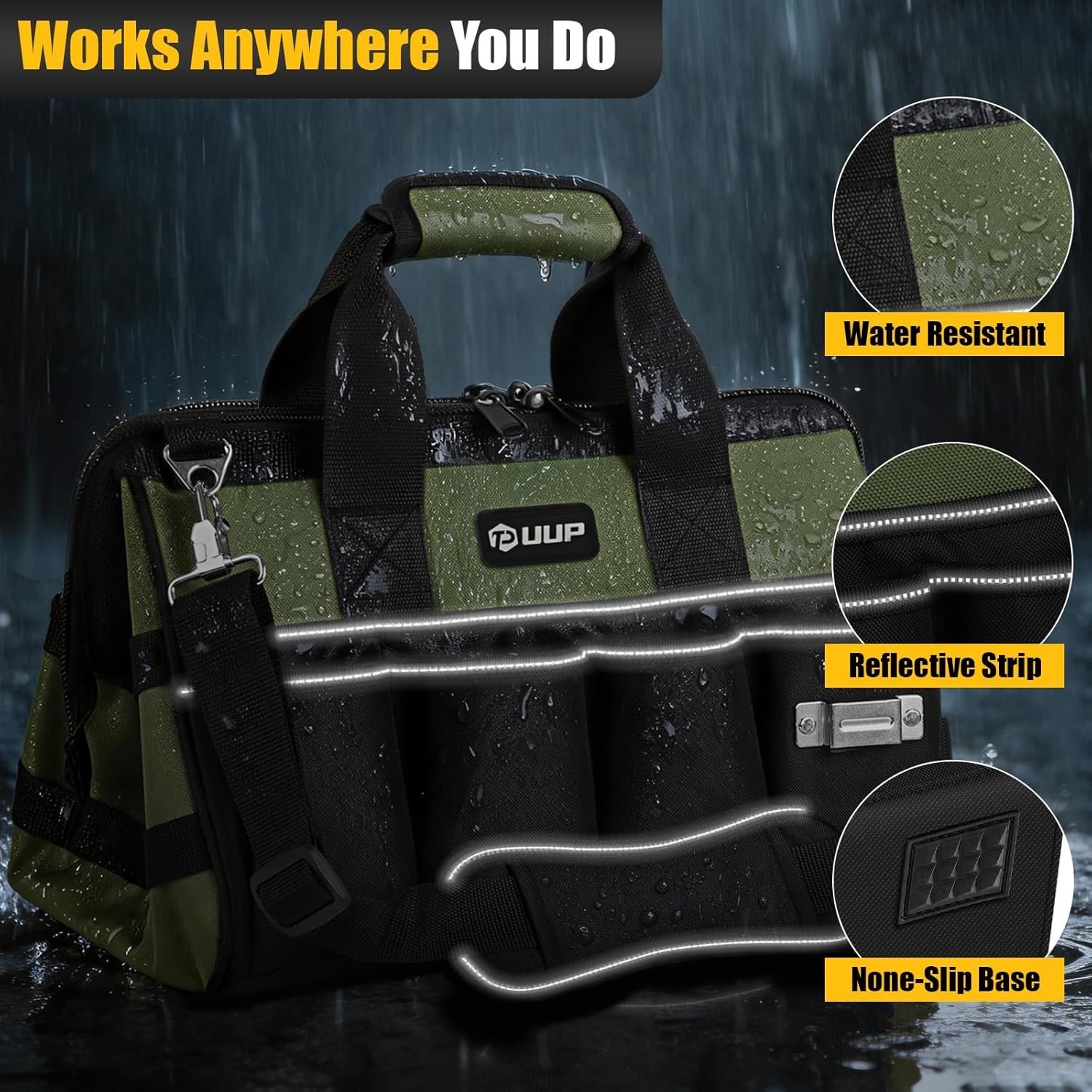 Heavy Duty Tool Bag 15-Inch, 16-Pocket Portable Empty Tool Box Organizer, Big…