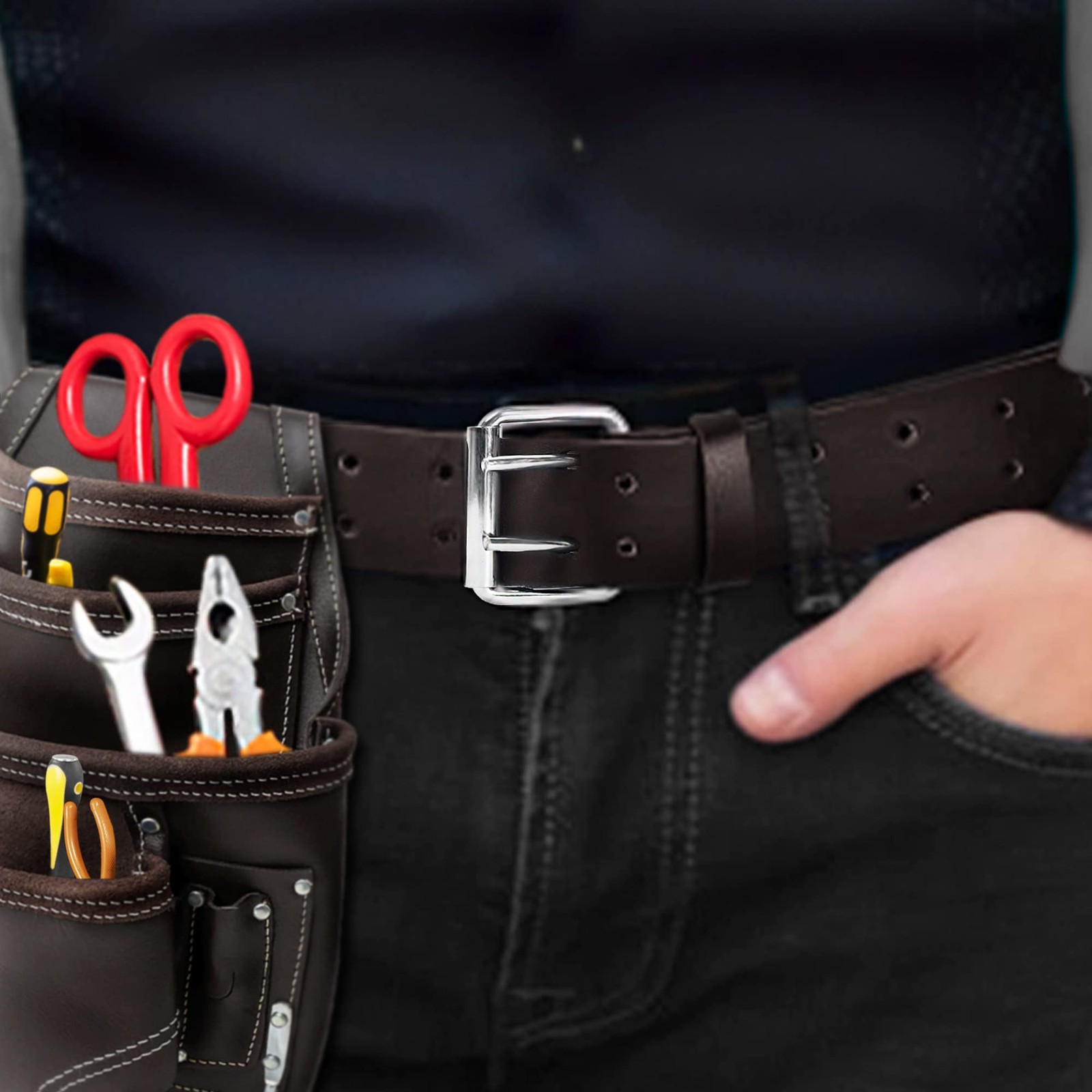 2″ Wide Leather Tool Belt – Top Grain, Strong & Durable for Heavy Duty Work