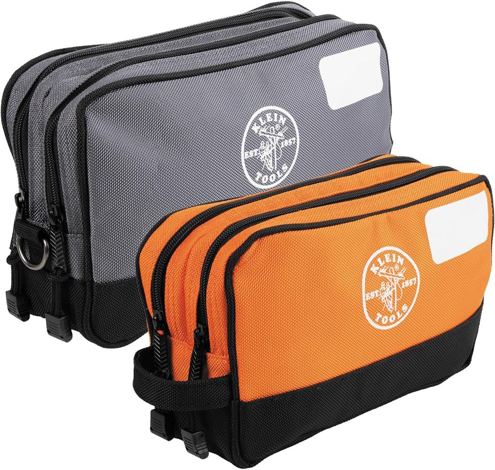 55579 Zipper Tool Pouch Set, Dual Compartments, Heavy-Duty 10 X 6-Inch and 12 X