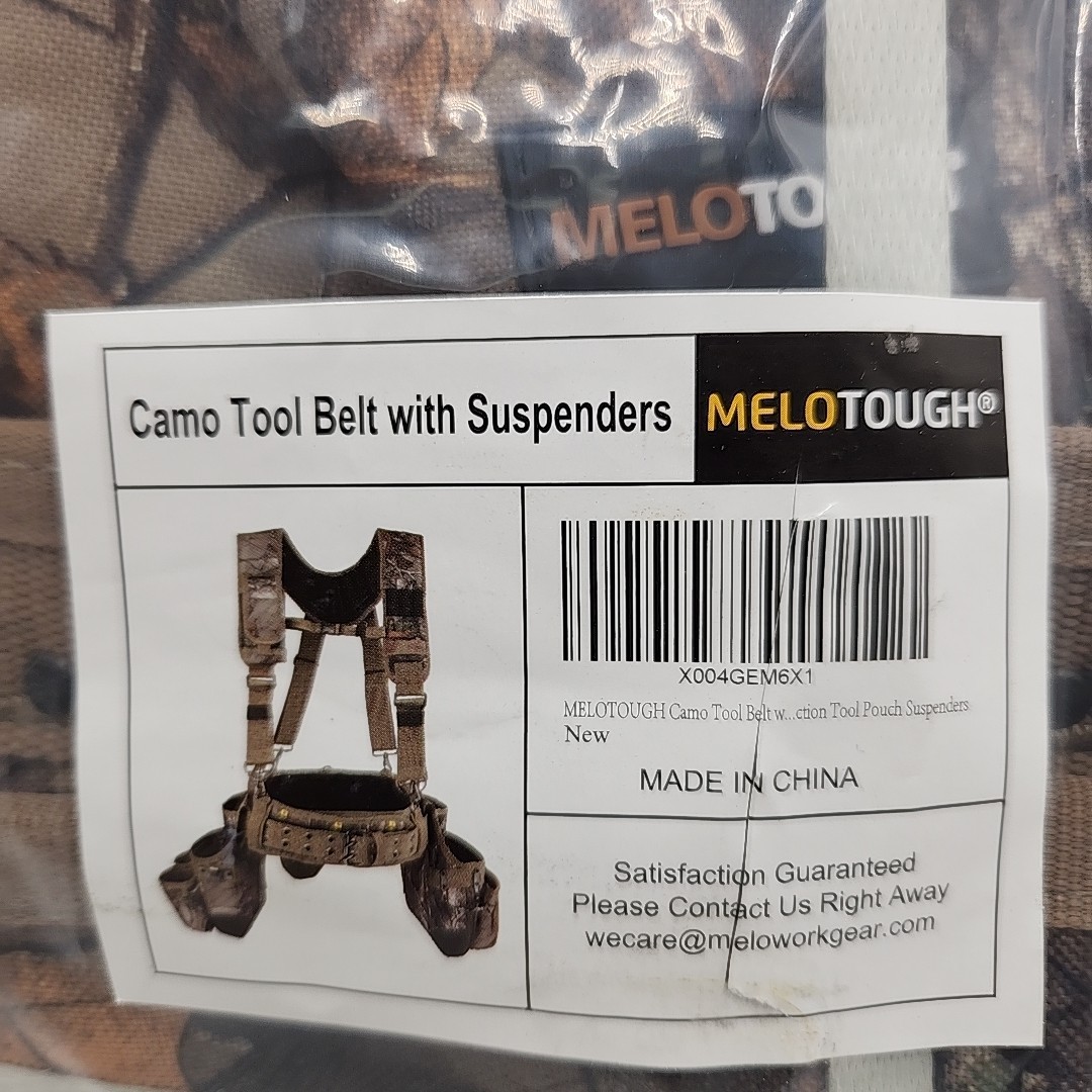NEW Melotough Camo Tool Belt with Suspeders Camouflage Tool Pouch