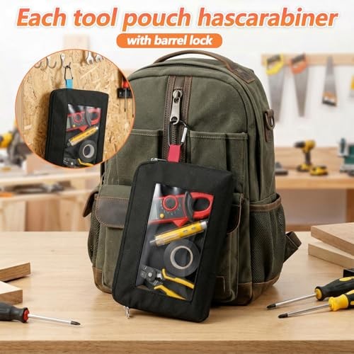 6 Pcs Tool Bag with Clear Window Heavy Duty Canvas Small Tool Pouch for Men