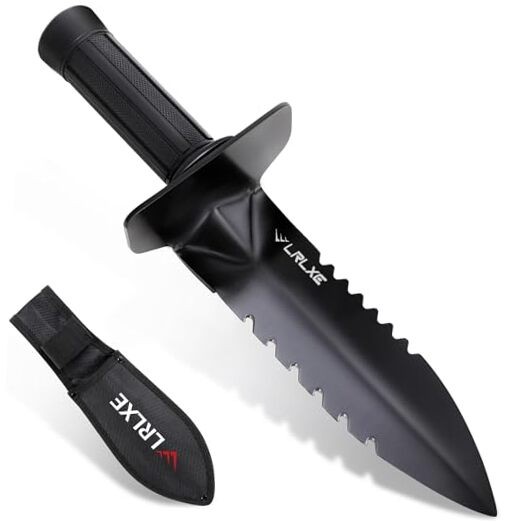 Metal Detector Shovel, Heavy Duty Double Serrated Edge Digging Tool with Belt