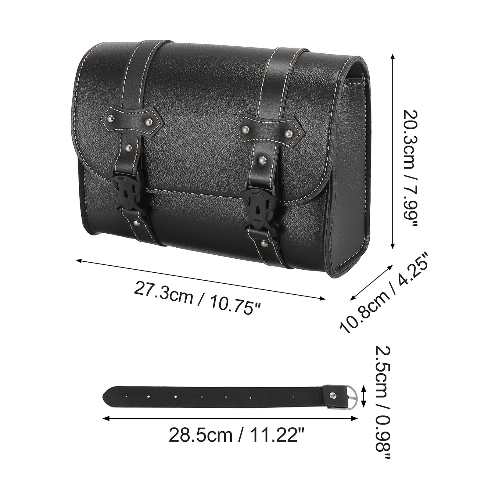 Motorcycle Tool Bag Handlebar Faux Leather Cycling Luggage Waterproof Black