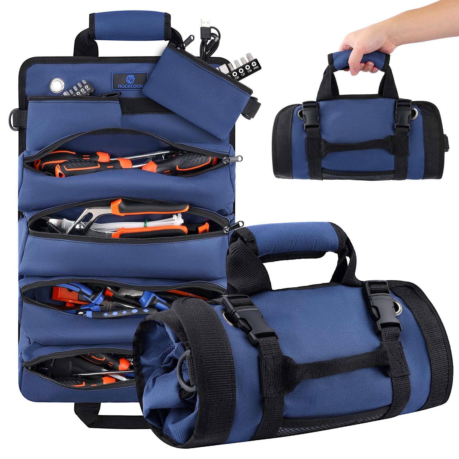 Tool Roll Bag, Heavy Duty Tool Organizer Roll Up, Portable Tool Storage Bag