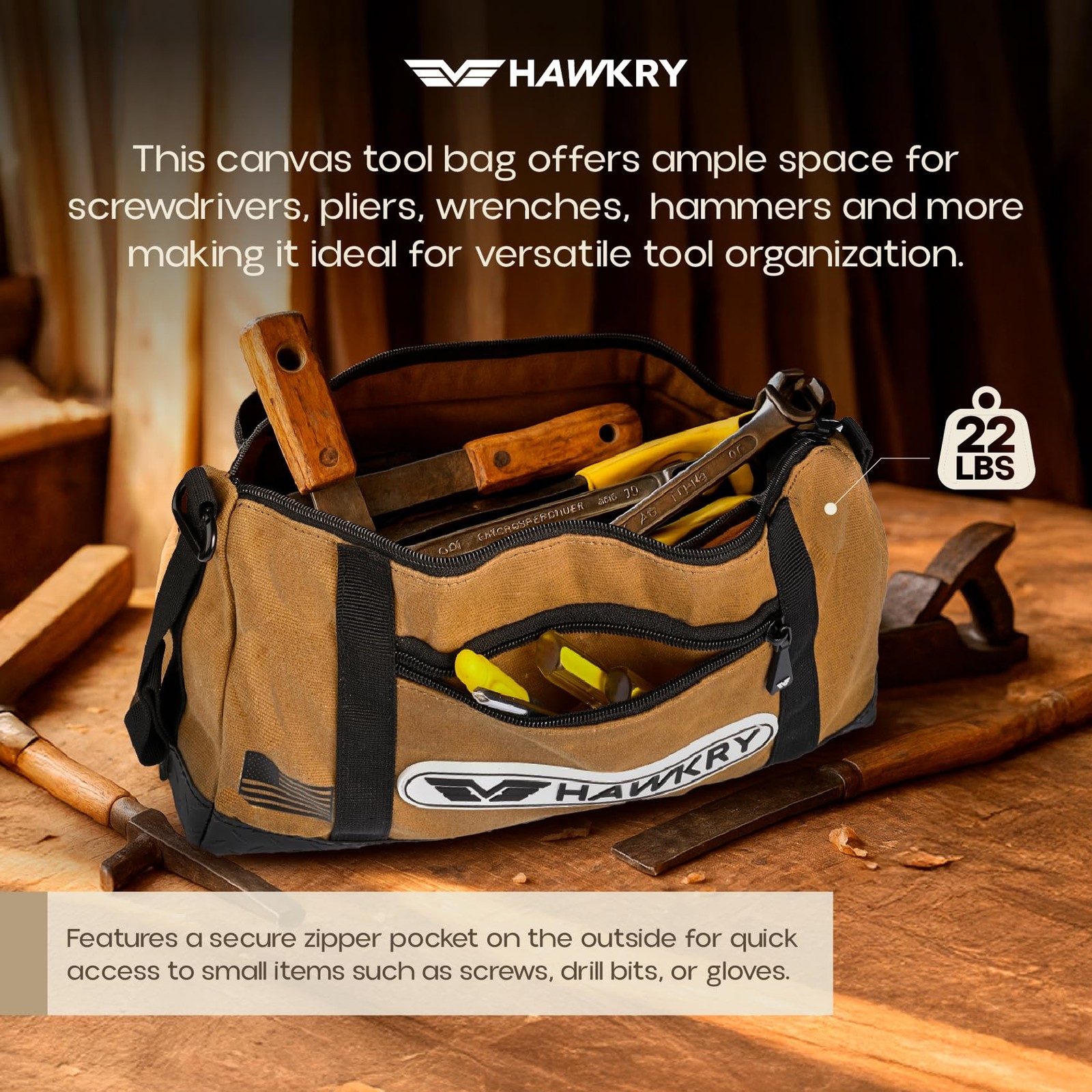 Heavy Duty Canvas Tool Bag – Waterproof Canvas Zipper Pouch, Garden Tool Bag,…