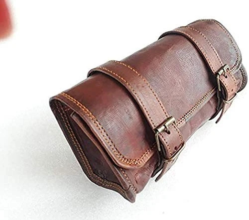 Motorcycle Genuine Goat Leather 2 Strap Buckle Harley Brown Bag …