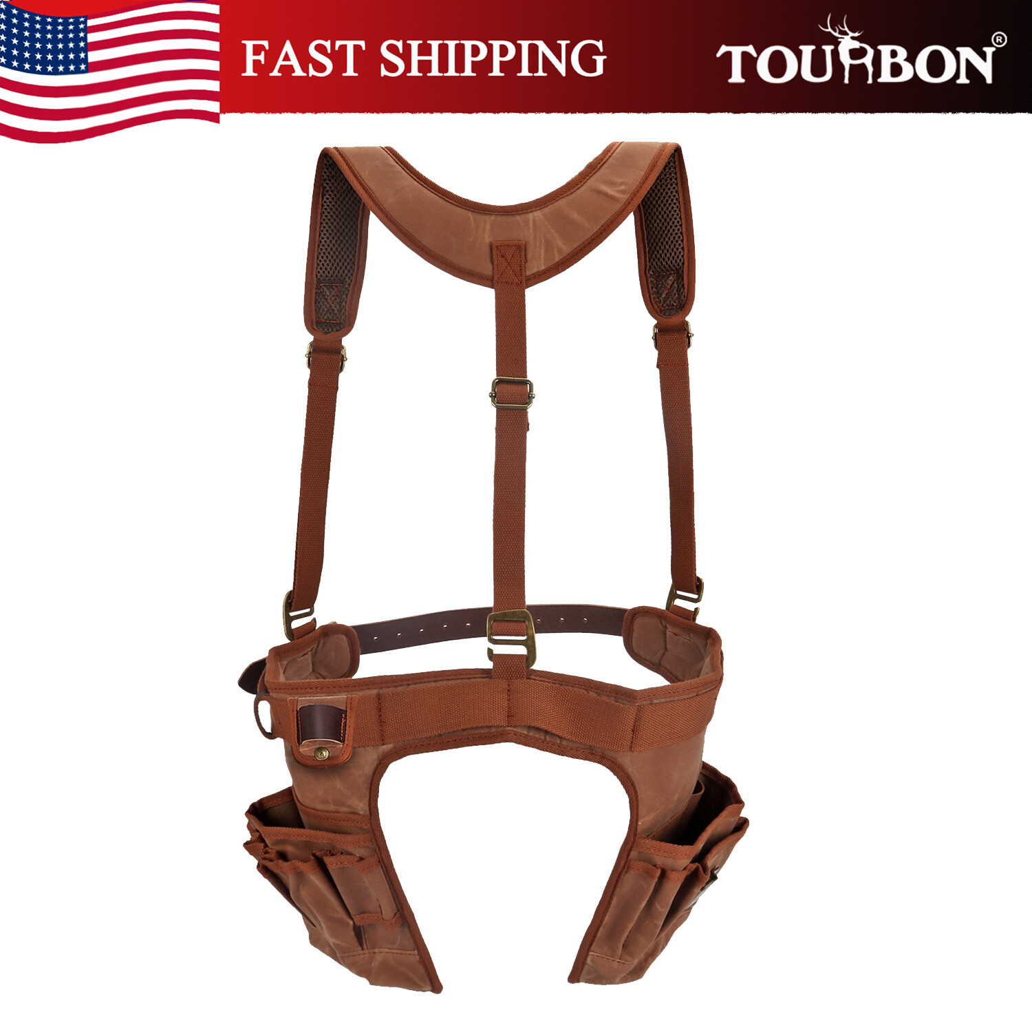TOURBON Heavy Duty Workshop Tool Carry Suspender Bag Electrician Carpenter Pouch