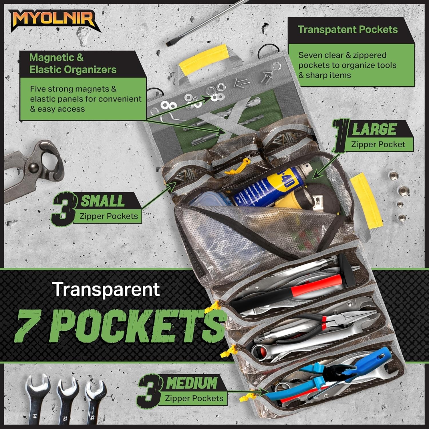 Roll Up Tool Bag Organizer With Kickstand – Full-Size 25″ Heavy Duty Tool Rol…