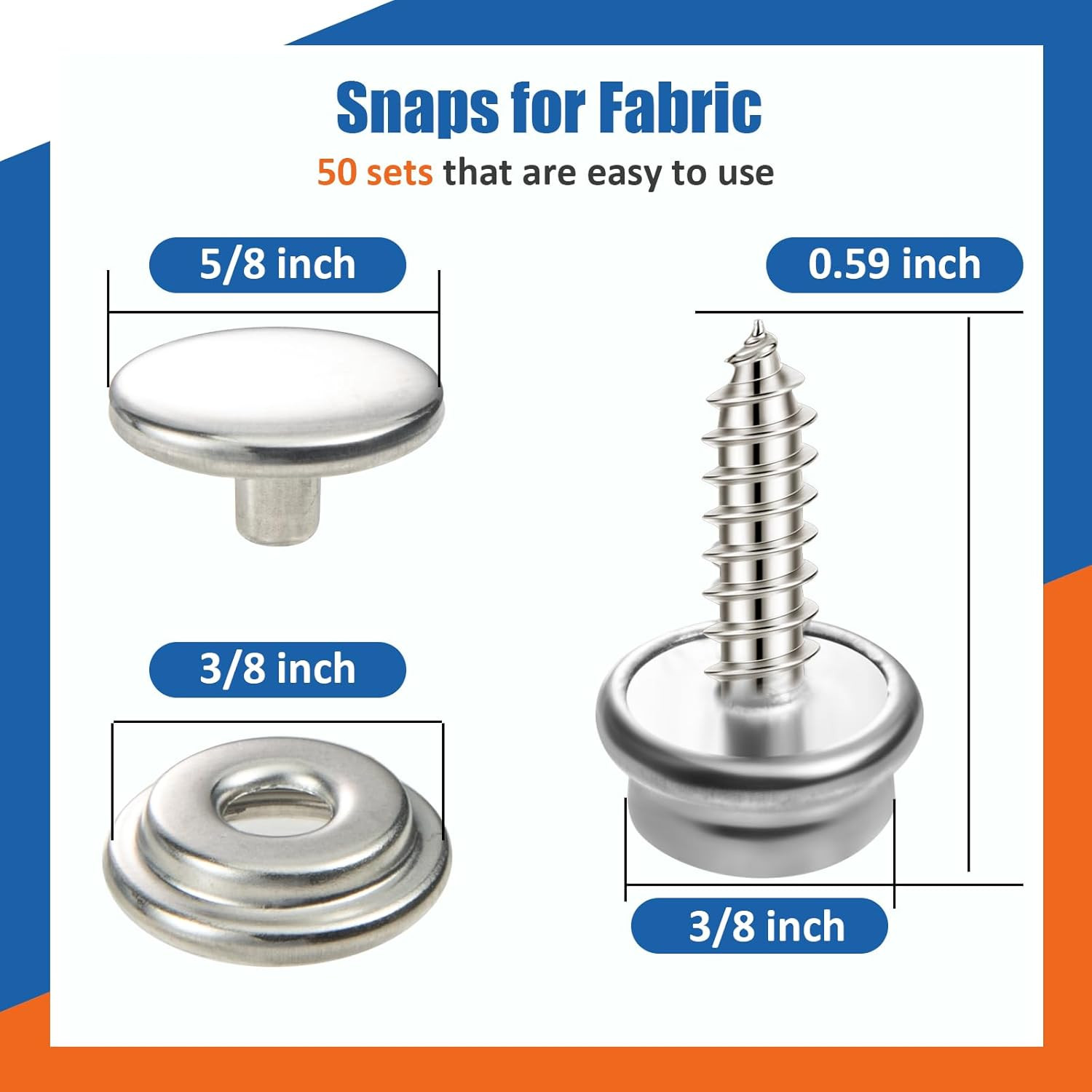 150 PCS Stainless Steel Snap Fastener Kit Canvas Boat Cover Repair Set