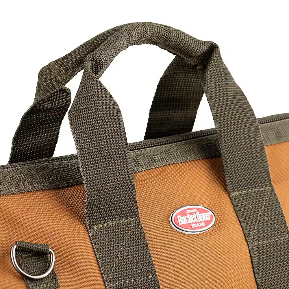 Gatemouth 16 In. Tool Bag in Brown and Green with 16 Pockets