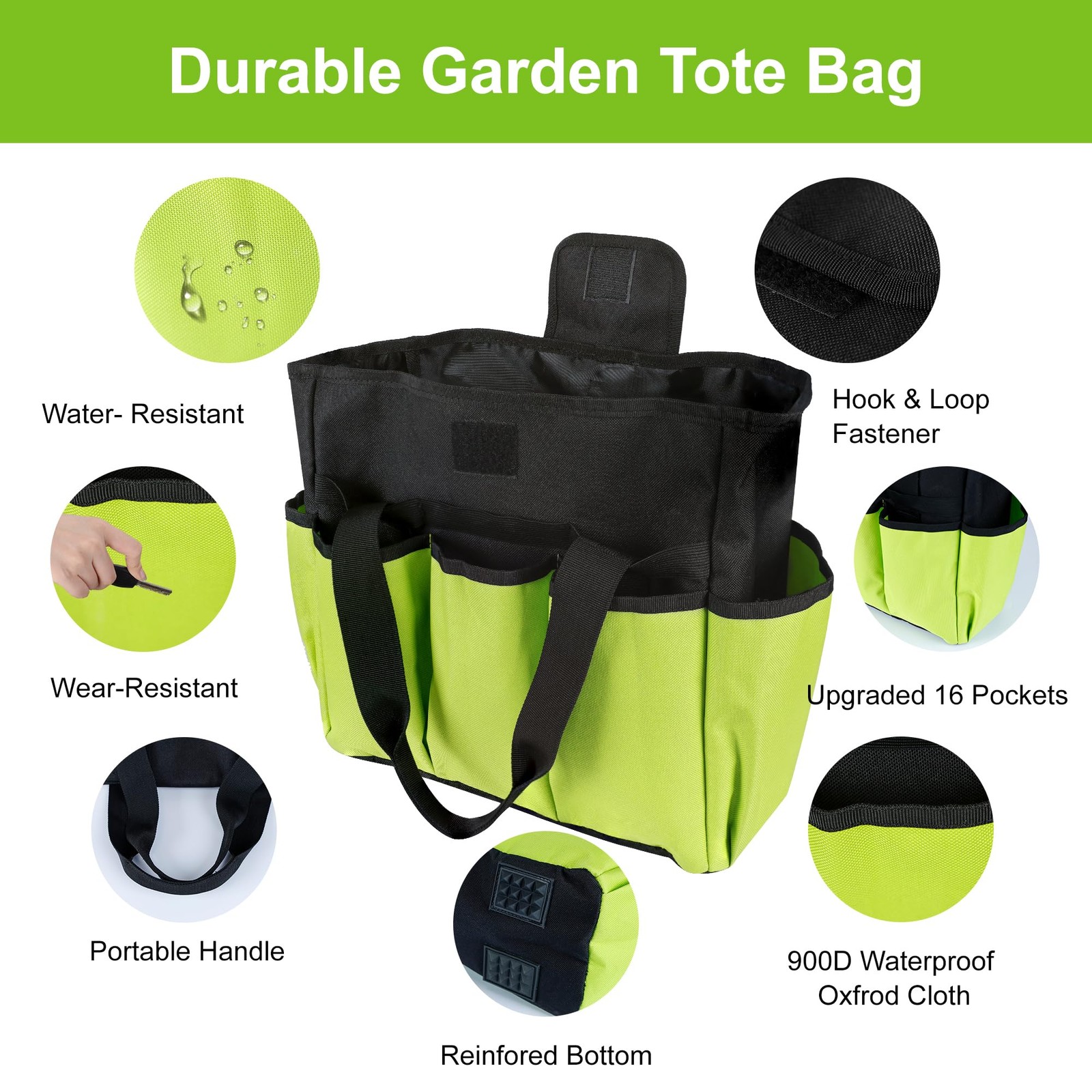 Portable Garden Tool Bag with 16 Pockets & Handle, Durable Waterproof Garden …