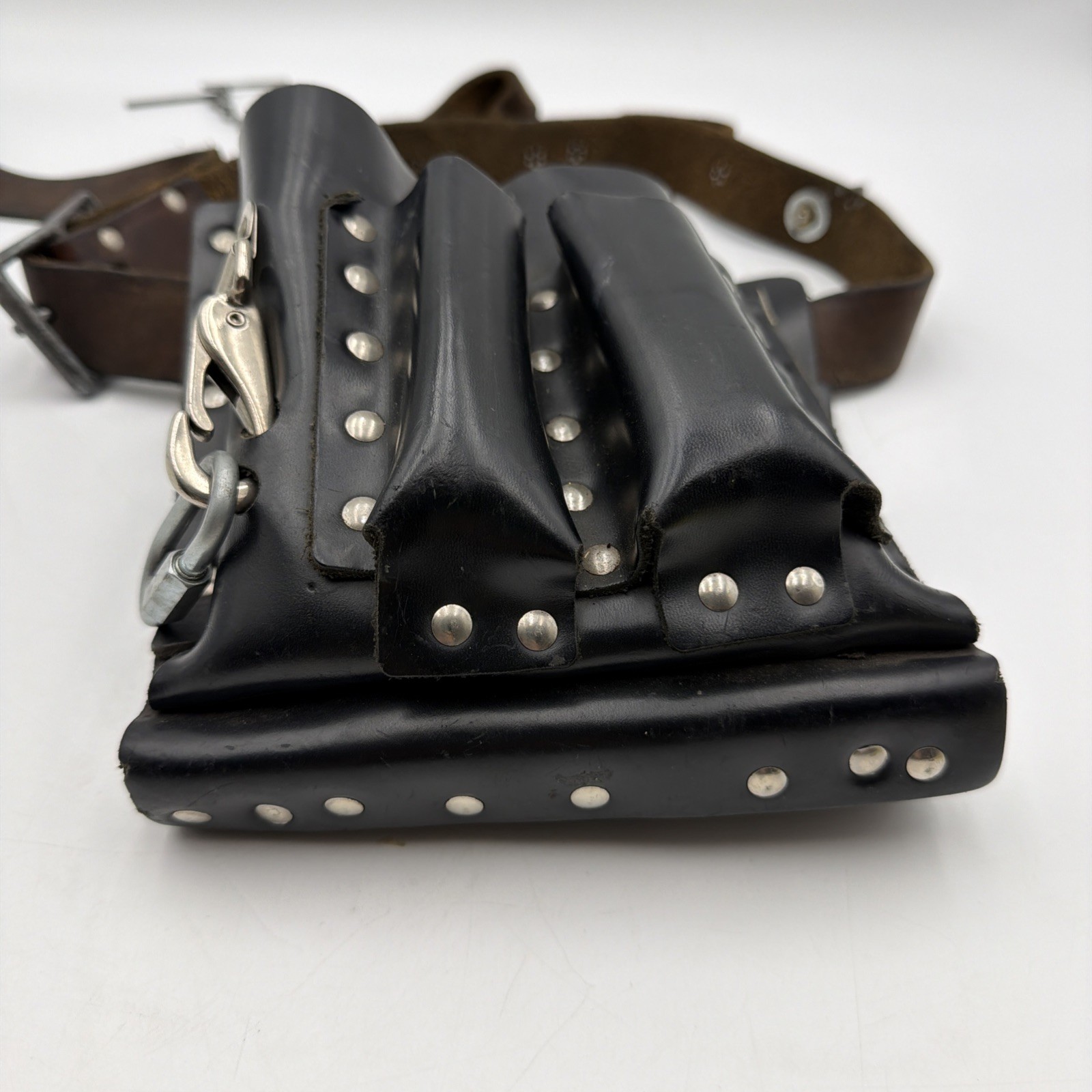 Klein Tools 5165 Leather Tool Pouch 10 Pocket + 5207L Belt Used Black