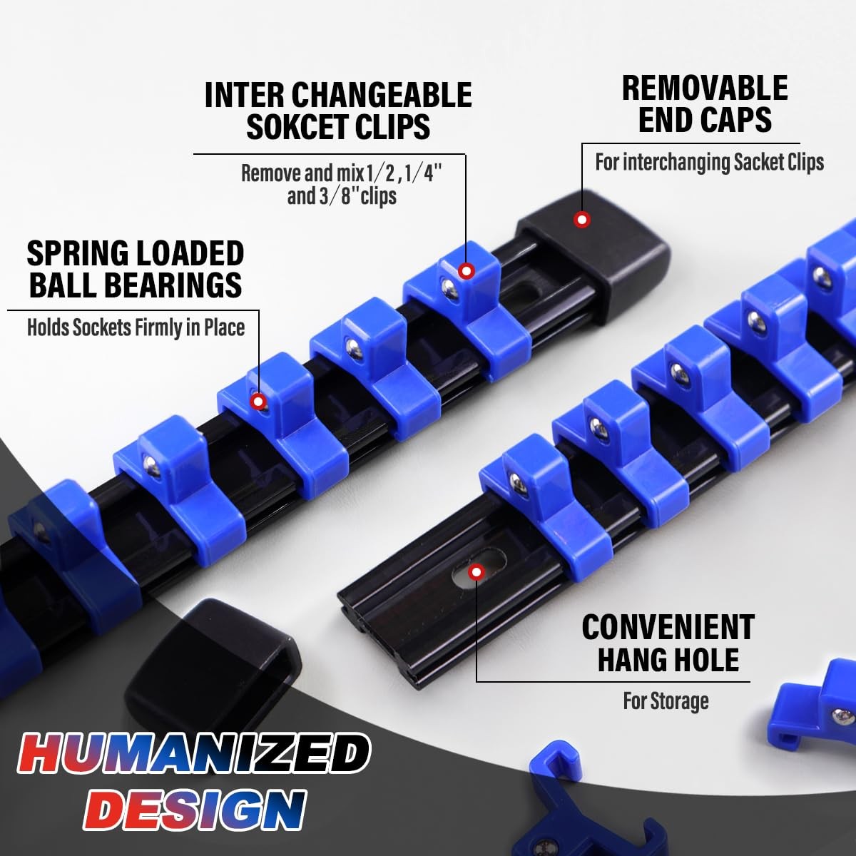 6 Pcs Socket Organizer Rail Set, Premium Holder, Heavy-Duty 6