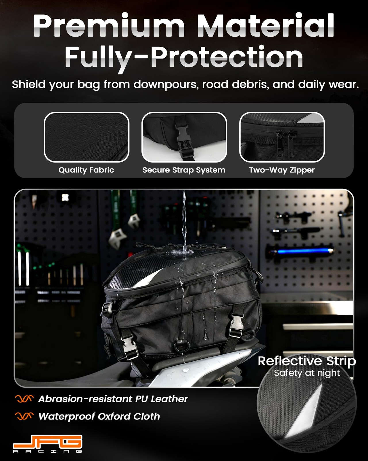 Motorcycle Seat/ Tail Bag – Dual Use Backpack Waterproof Motorbike Helmet Storag