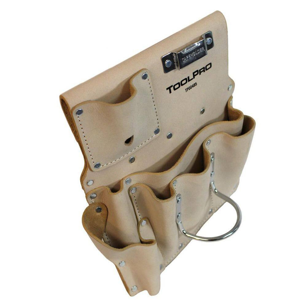 Top Grain Leather Left Handed 8 Pocket Drywall Pouch