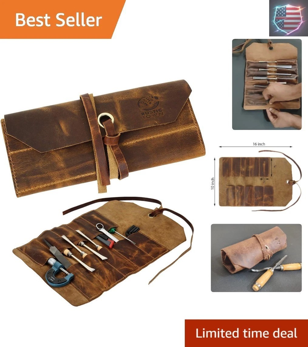 Leather Tool Roll Up Pouch – Leather Tool Wrench Roll/Chisel Bag by.