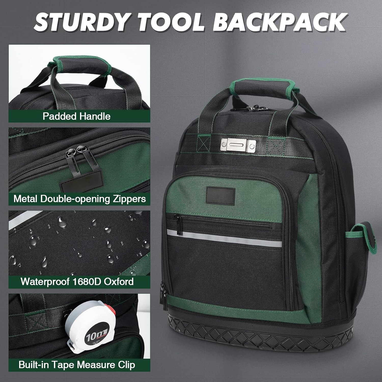 Oxford Tool Backpack 17in Curved Hard Base Large Capacity Shockproof Ergonomic