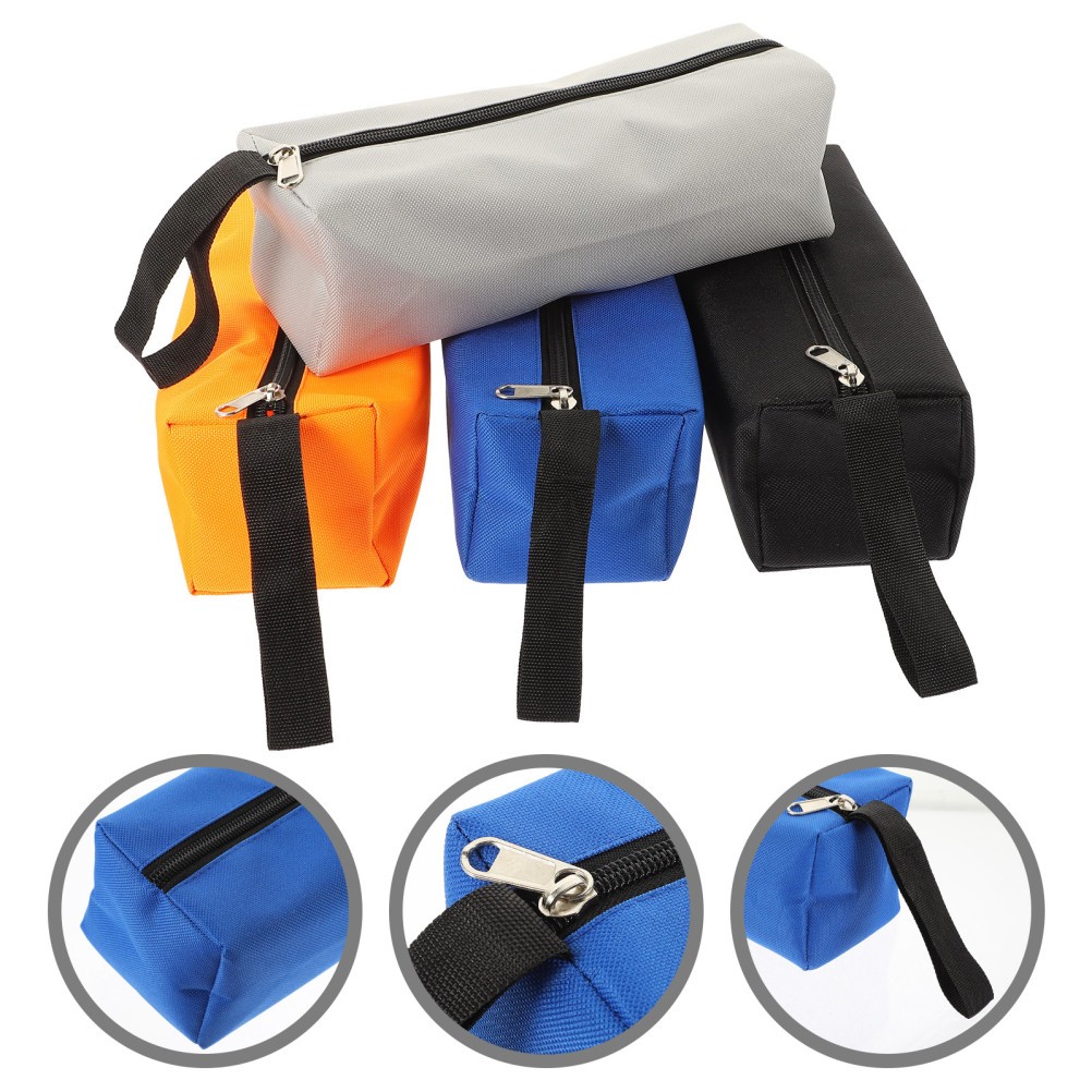 4Pcs Reusable Canvas Zipper Tool Bags Small Pouch Organizer for Storage Use