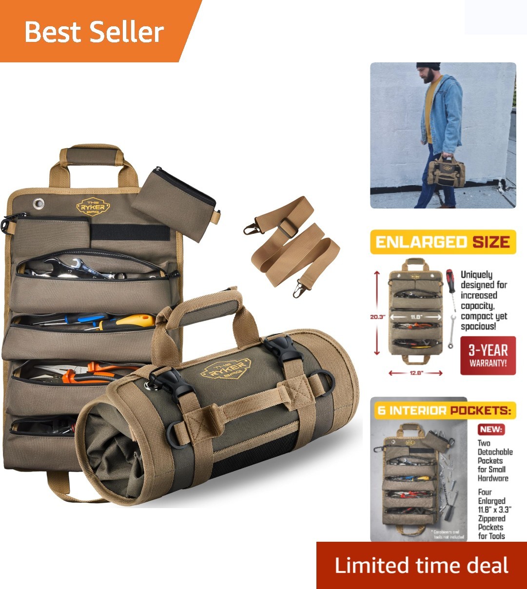 Multi-Functional Tool Bag Organizer with Detachable Pouches – Gifts for Him