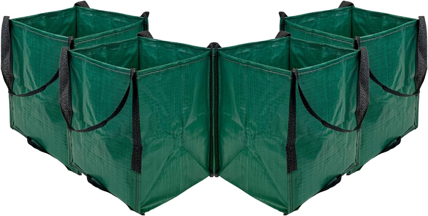 DURASACK Heavy Duty Storage Tote Bag 22-Gallon Rugged Woven Pack of 4, Green