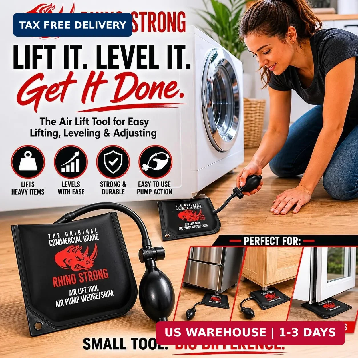 The Original Rhino Strong Commercial Grade Air Wedge Bag Pump Professional Level