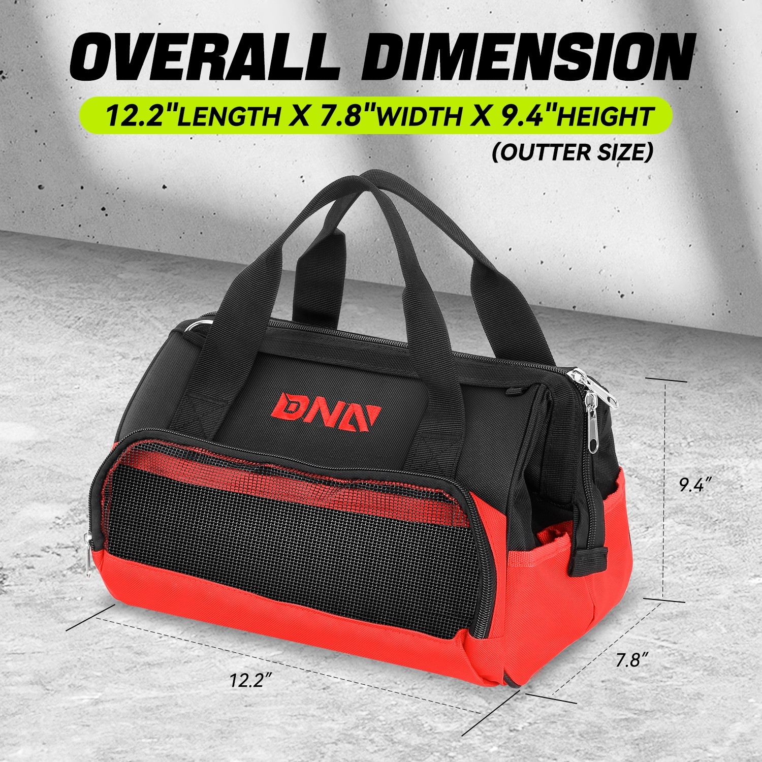 12.2″x7.8″x9.4″ Red 600 Denier Oxford Waterproof Bag w/Adjustable Shoulder Strap