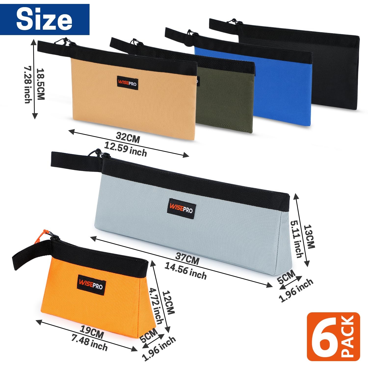 6 PCS Zipper Tool Pouch, Waterproof 600D Small Zipper Tool Bags with Handle, …