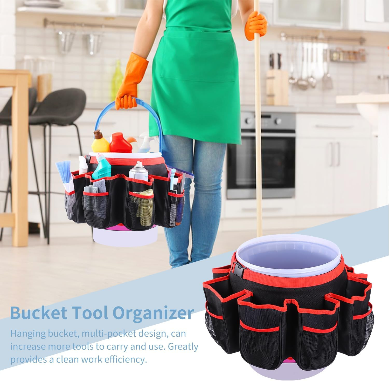 Bucket Cleaning Tool Organizer,Wash Tool Caddy 5-Gallon Organizer,5 Gallon Bucke