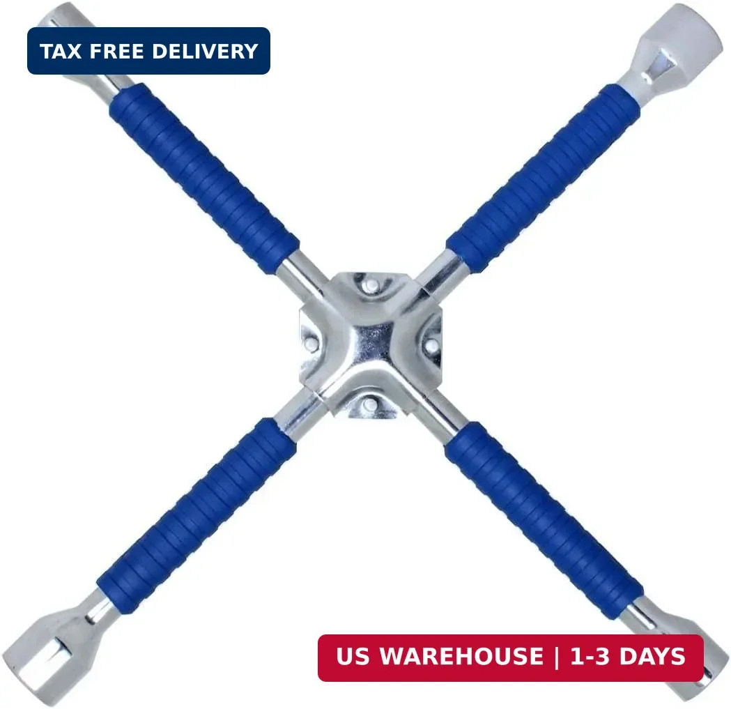CARTMAN 16 Inch Heavy Duty Non-Slip 4-Way Universal Cross Lug Wrench | Non-slip