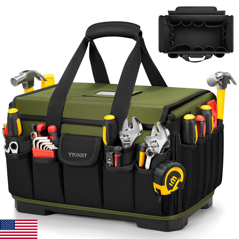 Ytonet Heavy Duty Tool Bag 16-Inch 46 Pockets Electrician Tool Bag For Men Hard