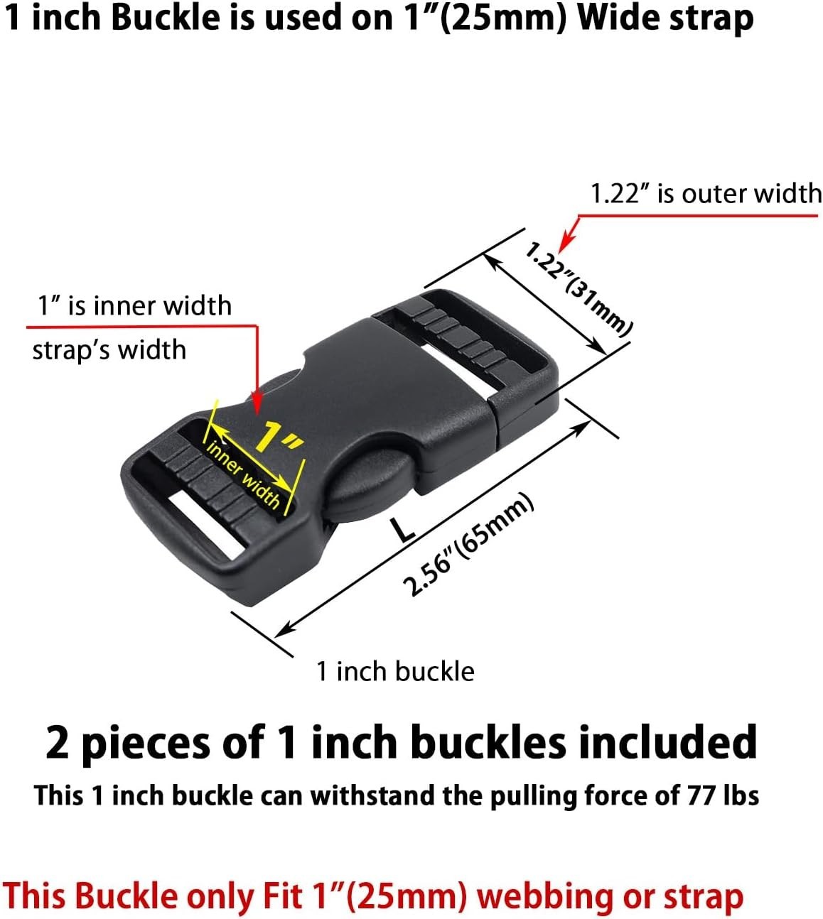1 Inch Quick Release Plastic Buckles – Strong, Easy-to-Use strap Fasteners