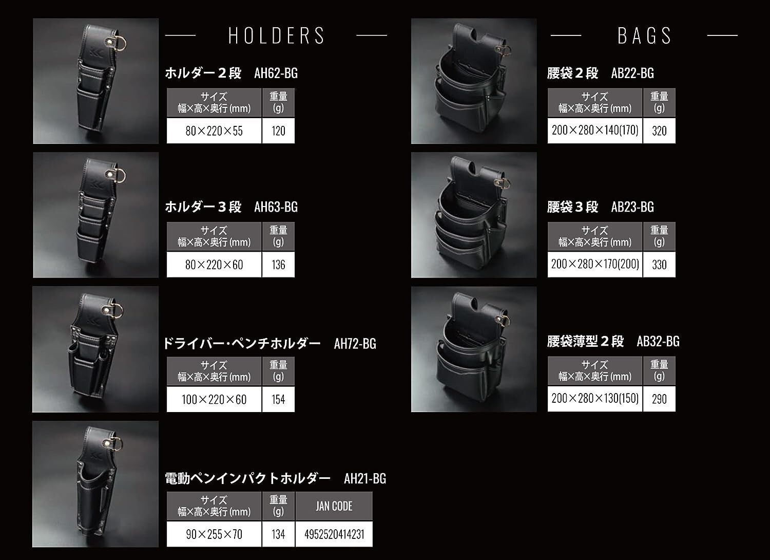 FUJIYA KUROKIN TOOL POUCH AB-32BG