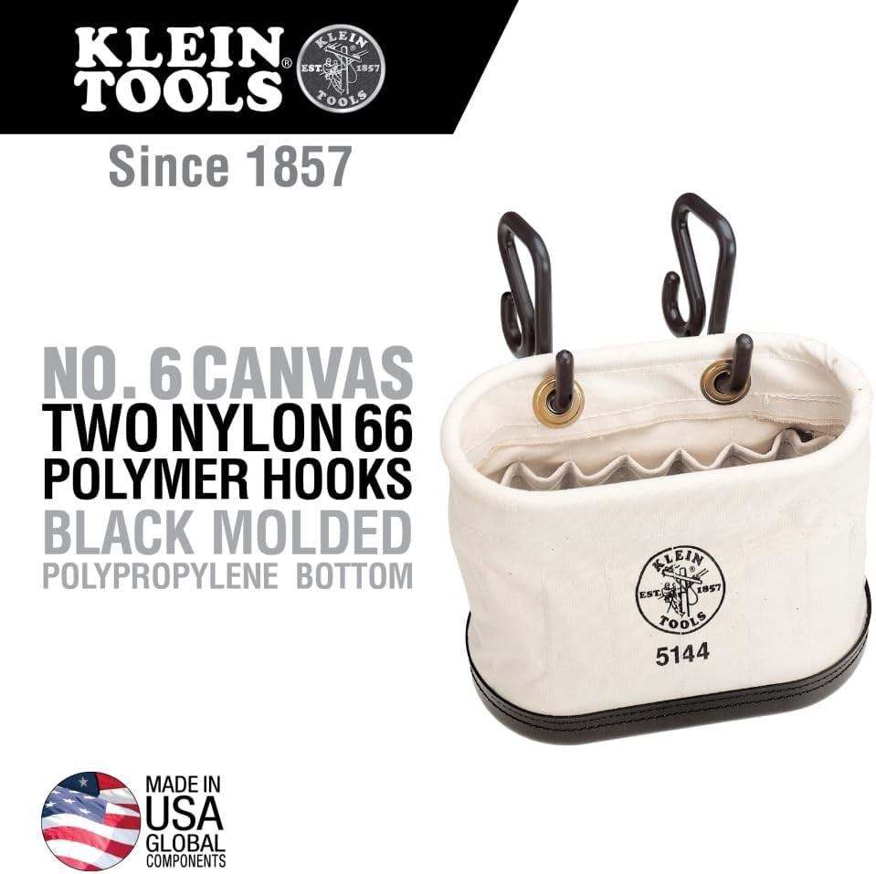 5144 Canvas Bucket, Aerial Oval Tool Bucket with Black Molded Polypropylene Bott
